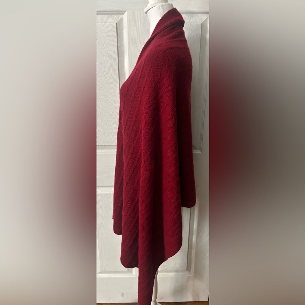 RanRui Cashmere Wool Wrap Buttoned Sweater Shawl Deep Red Maroon Women’s OS - Picture 5 of 8